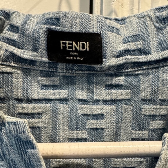 Fendi Light Blue Women’s FF Monogram Denim Shirt Dress - Picture 5 of 5
